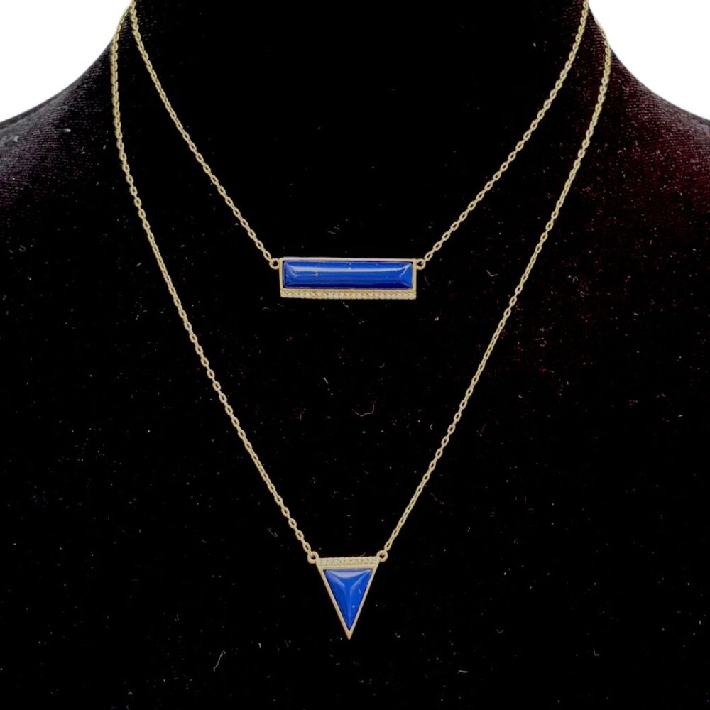 Stella & Dot This Stella & Dot Element Necklace 3-in-1 Layered Blue Gold Tone